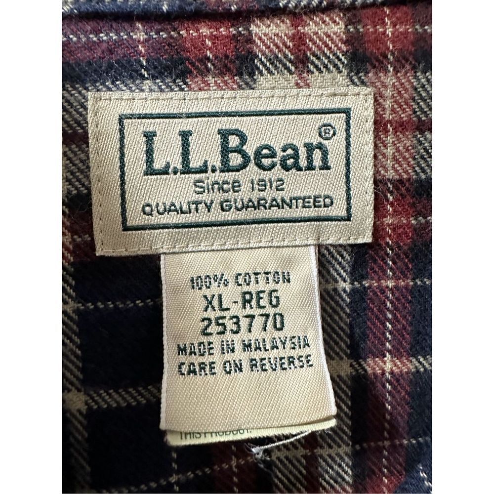 L.L. Bean men’s brown blue flannel button up shirt size XL regular #32-0809 - Picture 3 of 4